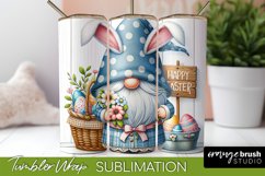 Easter Bunny Gnome Sublimation Design - Skinny Tumbler Wrap