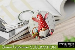 Easter Bunny Gnome Sublimation Keychain - Round Keychain