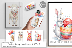 Easter Bunny Heart Love Digital Paper Product Image 1