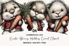 Easter Bunny Holding Carrot Clipart Product Image 1