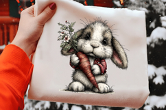 Easter Bunny Holding Carrot Clipart Product Image 2