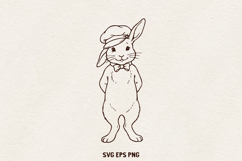 Easter Bunny Illustration | Cute Spring Rabbit Line SVG Product Image 1