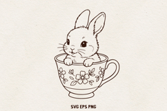 Easter Bunny Illustration | Cute Spring Rabbit Line SVG Product Image 1