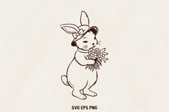 Easter Bunny Illustration | Cute Spring Rabbit Line SVG Product Image 1