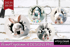 Easter Bunny Keychain PNG - Bunny Butt Keychain Sublimation Product Image 1