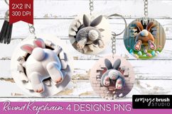 Easter Bunny Keychain PNG - Bunny Butt Keychain Sublimation Product Image 1