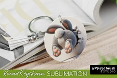Easter Bunny Keychain Sublimation - Round 3D Keychain Design