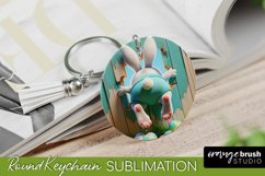 Easter Bunny Keychain Sublimation - Round 3D Keychain Design