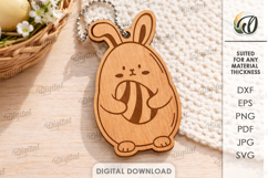 Easter Bunny Keychain Laser Cut. Easter Keyring SVG Product Image 1