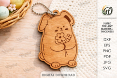 Easter Bunny Keychain Laser Cut. Easter Keyring SVG Product Image 1