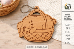 Easter Bunny Keychain Laser Cut. Easter Keyring SVG Product Image 1
