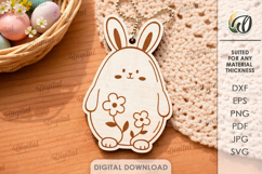 Easter Bunny Keychain Laser Cut. Easter Keyring SVG Product Image 1