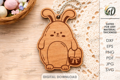 Easter Bunny Keychain Laser Cut. Easter Keyring SVG Product Image 1