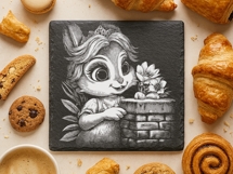 9 Cute Spring Easter Bunny Slate Coaster Engraving Designs Product Image 2