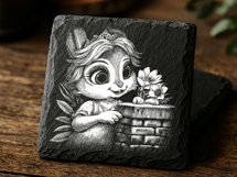 9 Cute Spring Easter Bunny Slate Coaster Engraving Designs Product Image 3