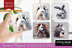 Easter Bunny Magnet Sublimation - Bunny Butt Square Magnet Product Image 1