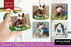 Easter Bunny Magnet Sublimation - Bunny Butt Square Magnet Product Image 1