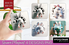 Easter Bunny Magnet Sublimation - Bunny Butt Square Magnet Product Image 1