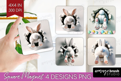 Easter Bunny Magnet Sublimation - Bunny Butt Square Magnet Product Image 1