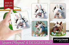 Easter Bunny Magnet Sublimation - Bunny Butt Square Magnet Product Image 1