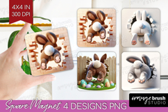 Easter Bunny Magnet Sublimation - Bunny Butt Square Magnet Product Image 1