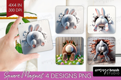 Easter Bunny Magnet Sublimation - Bunny Butt Square Magnet Product Image 1
