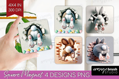 Easter Bunny Magnet Sublimation - Bunny Butt Square Magnet Product Image 1