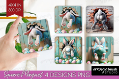 Easter Bunny Magnet Sublimation - Bunny Butt Square Magnet Product Image 1