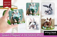 Easter Bunny Magnet Sublimation - Bunny Butt Square Magnet Product Image 1