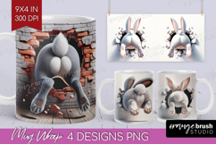 Easter Bunny Mug Wrap - Bunny Butt Mug PNG Sublimation Product Image 1