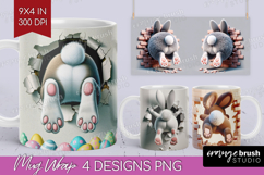 Easter Bunny Mug Wrap - Bunny Butt Mug PNG Sublimation Product Image 1