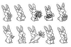 Easter Bunnies Holding Elements SVG Templates Product Image 2