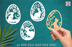 Easter Bunny Papercut Eggs|4 Cutting Templates Product Image 1