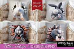 Easter Bunny Pillow Sublimation - Bunny Butt Pillow Cover Product Image 1