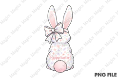 Easter Bunny Pink Floral Chinoiserie Png Product Image 1