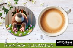 Easter Bunny PNG Round Coaster Sublimation Hole in Wall
