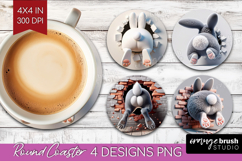 Easter Bunny Round Coaster - Bunny Butt Coaster PNG Product Image 1