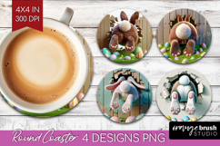 Easter Bunny Round Coaster - Bunny Butt Coaster PNG Product Image 1