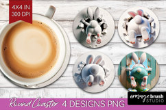 Easter Bunny Round Coaster - Bunny Butt Coaster PNG Product Image 1