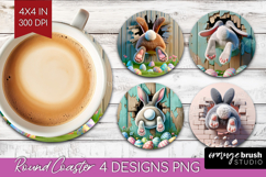 Easter Bunny Round Coaster - Bunny Butt Coaster PNG Product Image 1