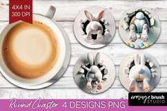 Easter Bunny Round Coaster - Bunny Butt Coaster PNG Product Image 1