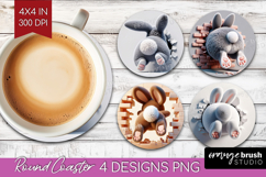 Easter Bunny Round Coaster - Bunny Butt Coaster PNG Product Image 1