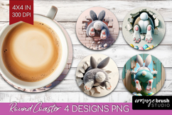 Easter Bunny Round Coaster - Bunny Butt Coaster PNG Product Image 1