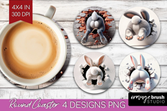 Easter Bunny Round Coaster - Bunny Butt Coaster PNG Product Image 1