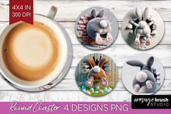 Easter Bunny Round Coaster - Bunny Butt Coaster PNG Product Image 1