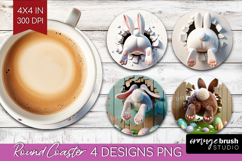Easter Bunny Round Coaster - Bunny Butt Coaster PNG Product Image 1