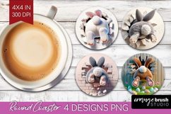 Easter Bunny Round Coaster - Bunny Butt Coaster PNG Product Image 1