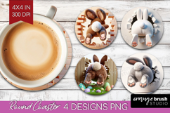 Easter Bunny Round Coaster - Bunny Butt Coaster PNG Product Image 1