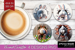 Easter Bunny Round Coaster - Bunny Butt Coaster PNG Product Image 1