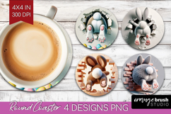 Easter Bunny Round Coaster - Bunny Butt Coaster PNG Product Image 1